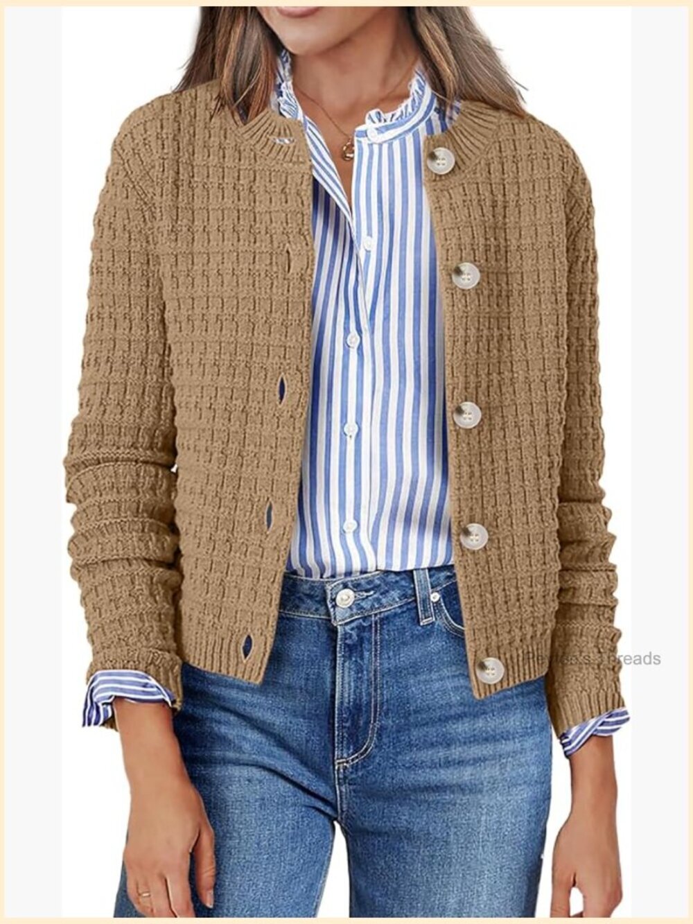 100% Acrylic Chunky Knit Cardigan Sweater Open Front Cropped - Picture 1 of 7